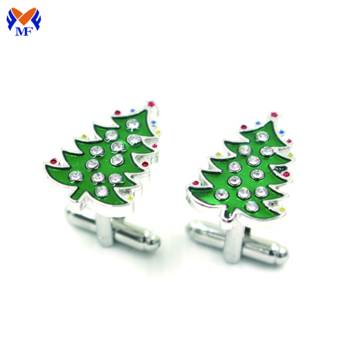 Metal diy christmas cufflink oem with crystal