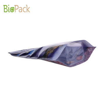 Saco de embalagem de comida para animais de estimação com reforço lateral compostável 5 ~ 10 kg em material PLA