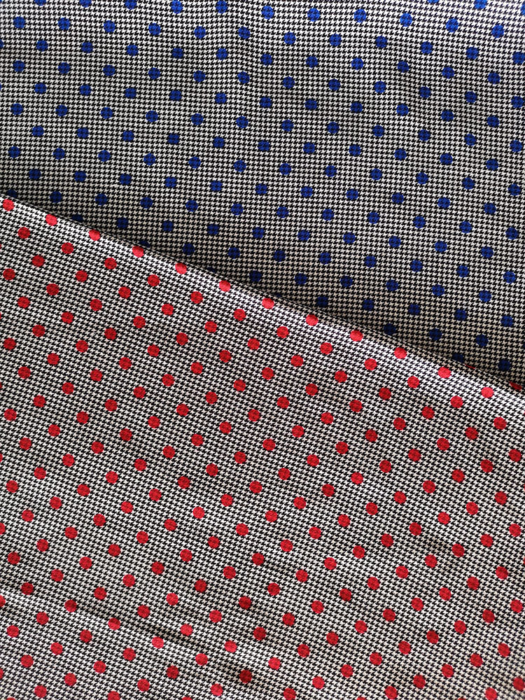 Houndstooth&Dots Rayon Twill 3024S Printing Woven Fabric