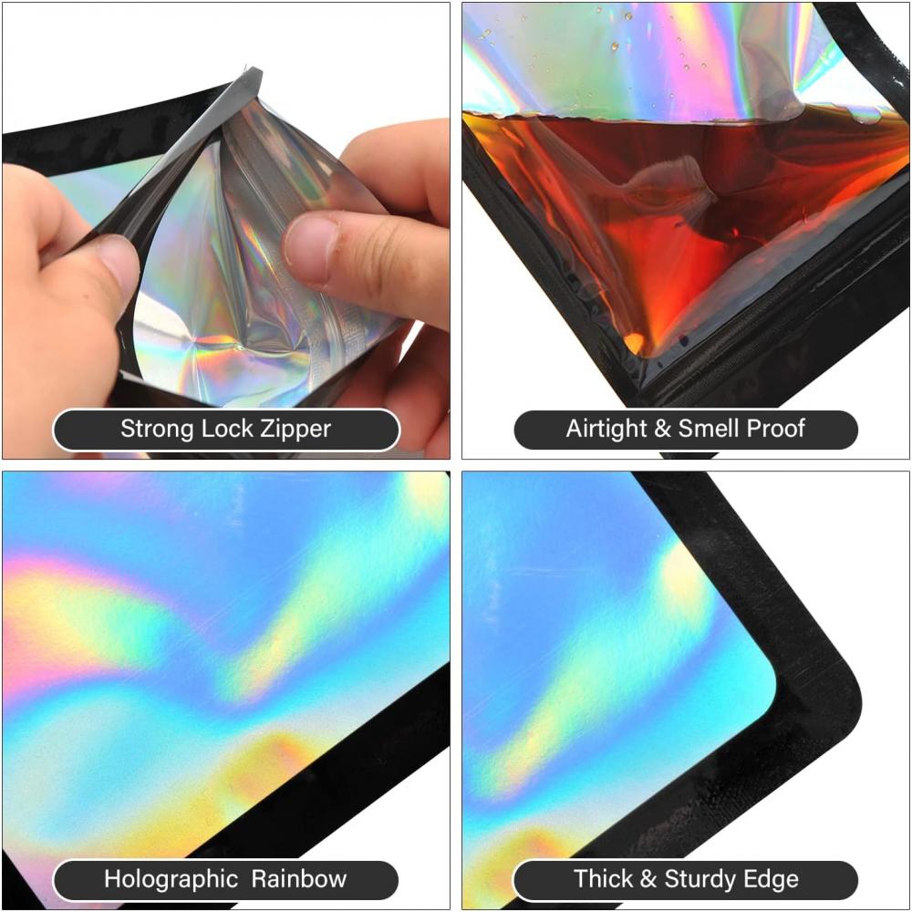 mylar bags with clear window holographic packaging bag