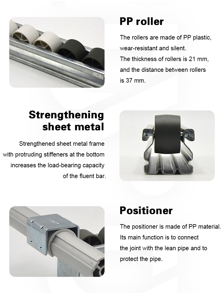 gravity flow rail PE/ABS Wheel pallet industrial placon roller track for sliding shelf system