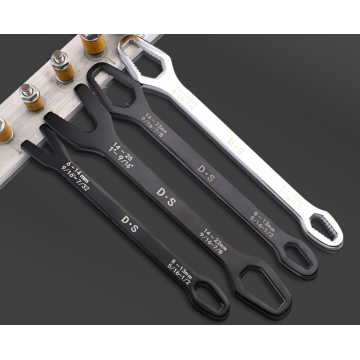 Double head self tightening multipurpose wrench
