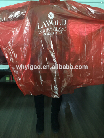 Logo disposable plastic rain poncho with hood