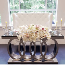 Gold Metal Base Glass Top Wedding Cake Table Decor