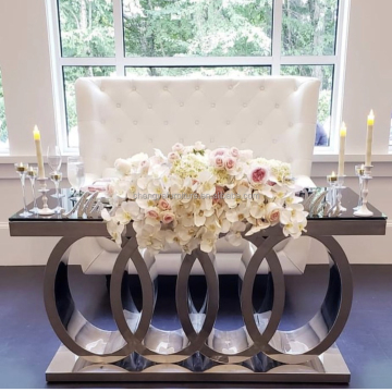 Gold Metal Base Glass Top Wedding Cake Table Decor