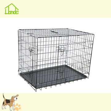 Black Double Folding Pet Dog Cage