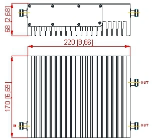 690-2700MHz N Female 2in 1out Low Pim Hybrid Coupler / 2: 1 Combiner