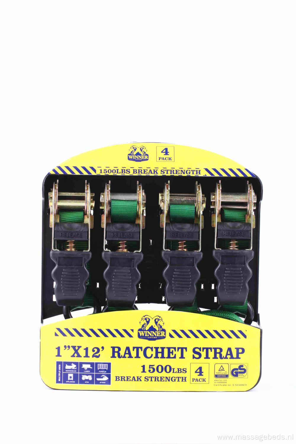 25mm Rubber Handle Packaged Ratchet Strap