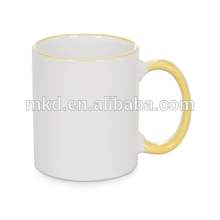 Sublimation coated mug with yellow Rim&Handle
