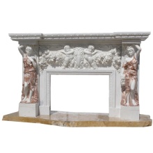 New Design Indoor Stone Fireplace Mantel Surround Marble