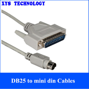 XYS Mini din male to DB25 male Printer Cable,DB25 to mini din cable