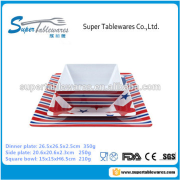 square shape tableware melamine for USA market