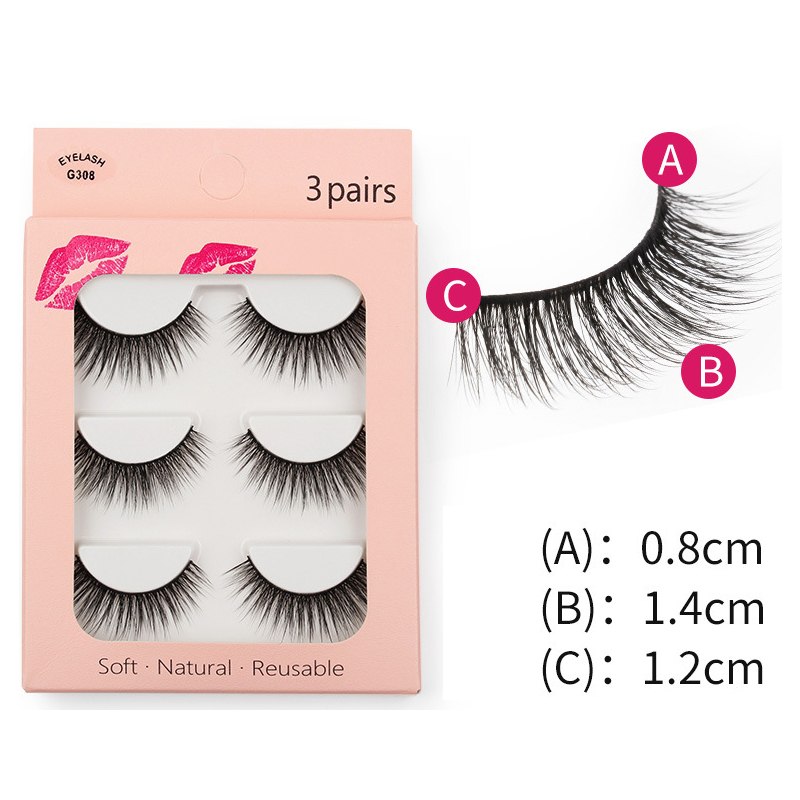 New waterproof mink false eyelashes Thick eyelashes high quality 3d mink false eyelashes 3 pairs wholesale