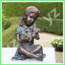 garden decorative life size casting brass little girl statue
