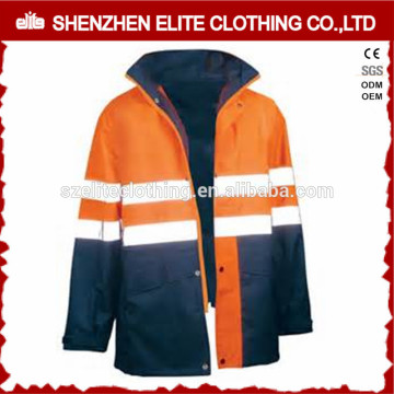 Winter Warm Hi Vis Fluorescent Orange Navy Blue Reflective Jacket