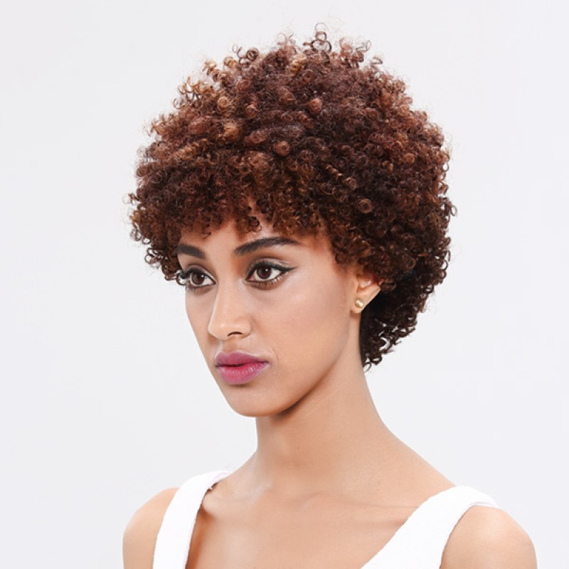 Factory Supplying wigs human hair wholesale weaving Short Remy Hair Afro Kinky Curly Machine Made Human Hair Wig