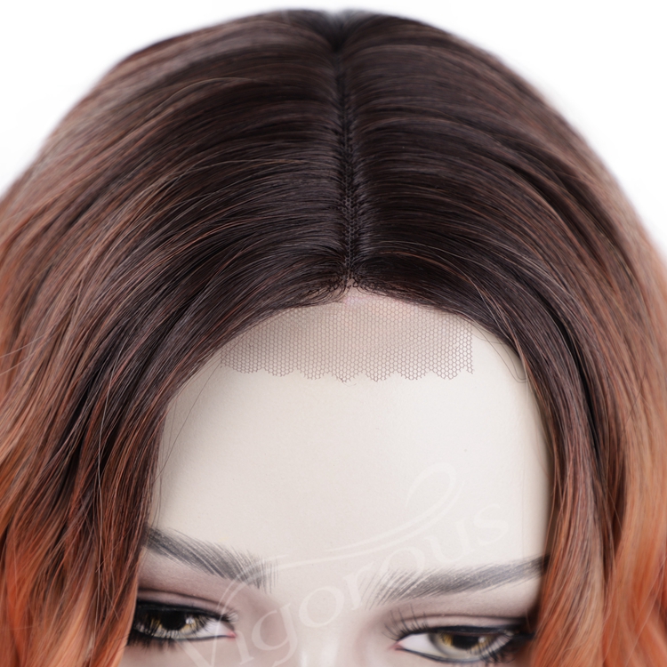 Vigorous Body Wave Ombre Black Brown Cheap Price Natural Lace Front For Black Women Short Bob Synthetic Hair Wigs