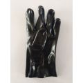 Guantes de PVC negros, revestimiento interlock de acabado liso de 10 &quot;