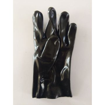 Black PVC gloves smooth finish interlock liner 10"