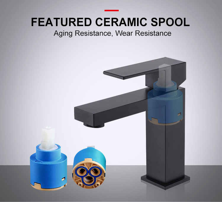 Manufacturer Custom Square Zinc Chrome Brass Hot and Cold Water Mixer Taps Bathroom Basin Faucet with Sink