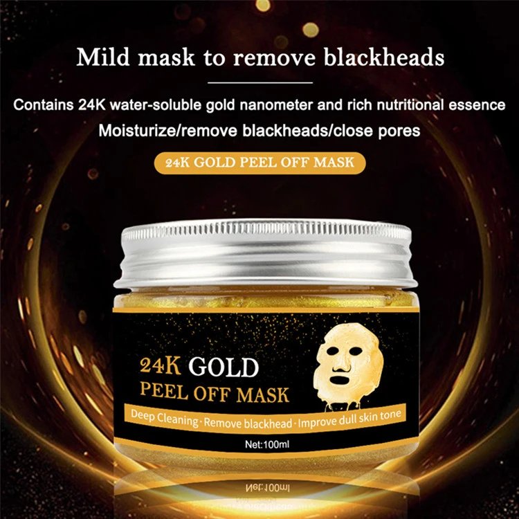 24K Gold Collagen Facial Anti Aging Shrink Pores Remove Acne Wrinkle Whitening Lifting Smooth Tear Peel off Face Skin Care Mask