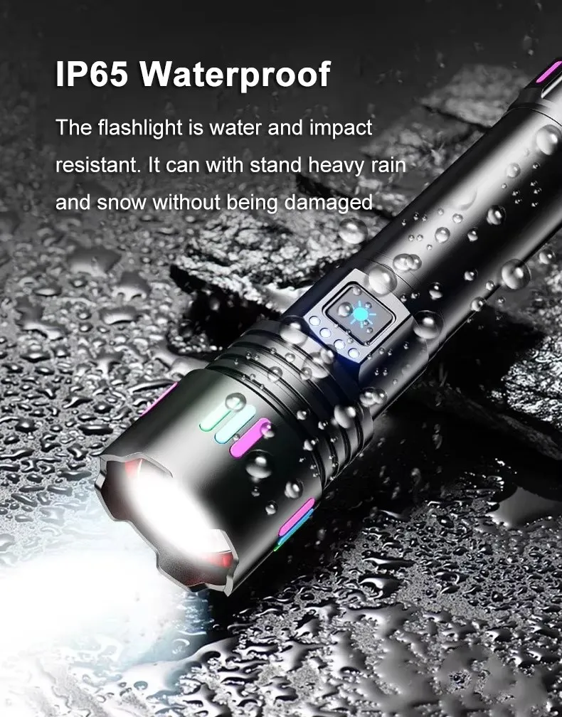White Laser Flashlight, Strong Waterproof Illumination, Multifunctional Charging
