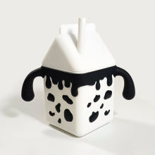 Milk Carton Silicone Straw Drinking Cup for Kids