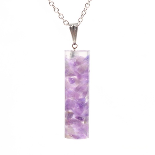 Augen pendant Amethyst Pendants Crystal gravel cylindrical women's Fashion NECKLACE