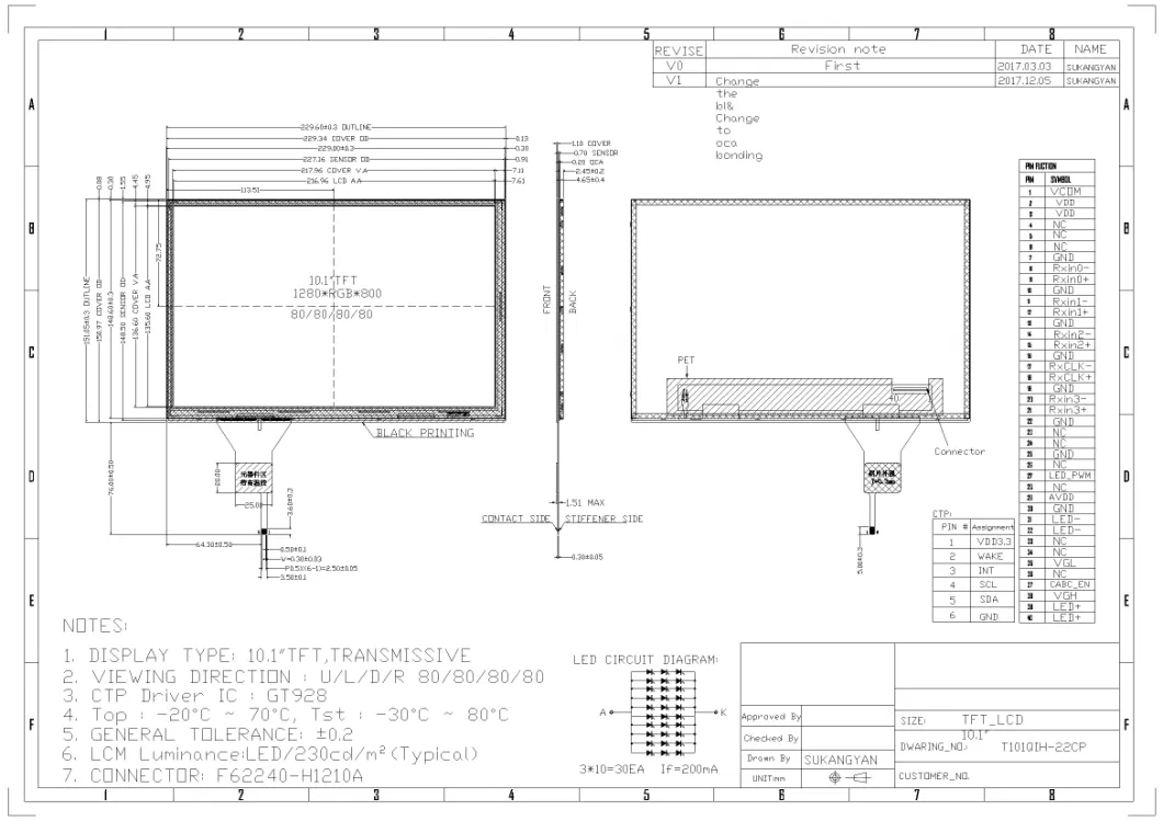 IPS LCD Screen 10.1inch 1280X800 with Capacitive Touch Laptop LCD Display