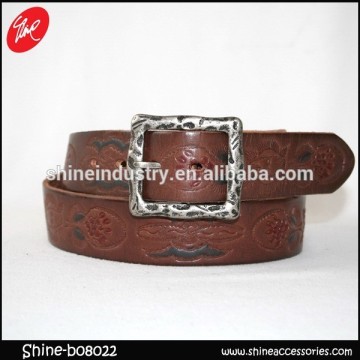 Brown Men real leather emboss belt