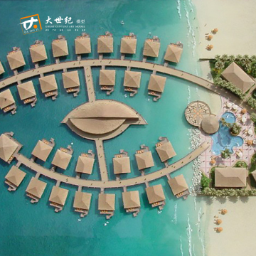 Maldives beach hotel miniature model