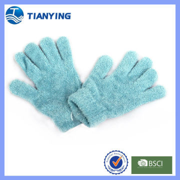 women blue magic five fingers nylon knitted gloves