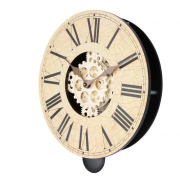 Reloj de pared retro de madera con engranaje de péndulo de 14 pulgadas