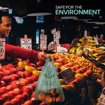 Les sacs en plastique noirs de T-shirt avec le transporteur de logo portent des sacs à provisions de supermarché en gros