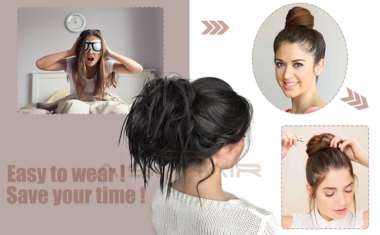 Aisi Hair Synthetic Donut Black Chignon Curly Bun Pad Chignon Elastic Band Ribbon Ponytail Rope Rubber Hair Extension For Women