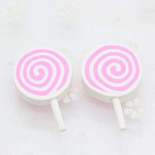 Wholesale Novel Design 45mm Length Beautiful Colors Soft Polymer Clay Charms Swirl Lollipop Candy for Craft DIY Dec