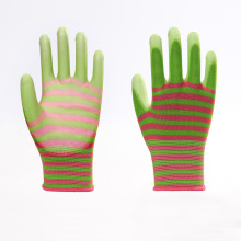 Multicolor Striped Polyester PU Work Labor Gloves