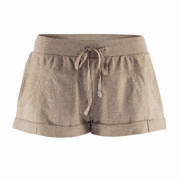 Women's shorts with lace-up belt and turn-ups, various colors are available, made of 100% cotton