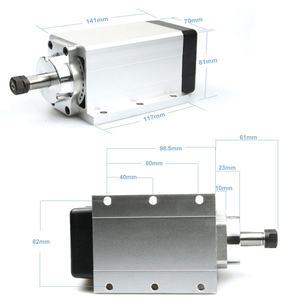 High Speed CNC Lathe Router Milling Air Cooling Water Cooled AC Spindle Motor 0.7kw DC Brushless Spindle Motor with Inverter Kit