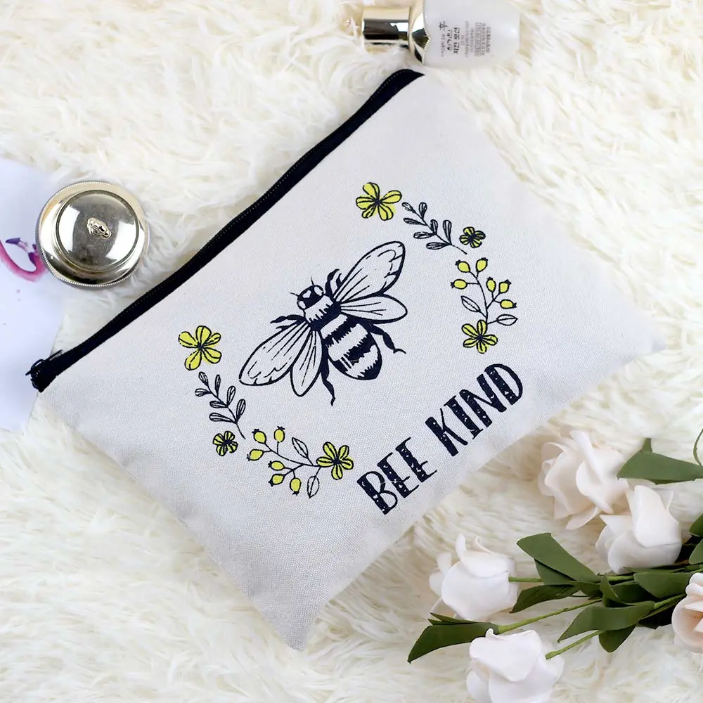 Canvas Cosmetic Bag Pouch Purse Handbag with Zipper