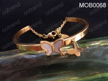 Pearl of mother inlaid butterfly bangle to custom design bangle in gold plating