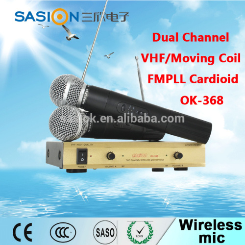 VHF FMPLL Moving Coil Cardioid high range best karaoke wireless microphone