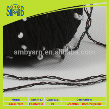 Oeko-Tex novel product polyester beads fancy yarn for knitting knitwear black threads with beads