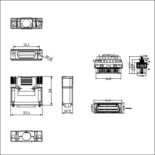 1.27mm Series Shielded Backshell Kits 26P Str 1.27mm Series Shielded Backshell Kits 26P Str