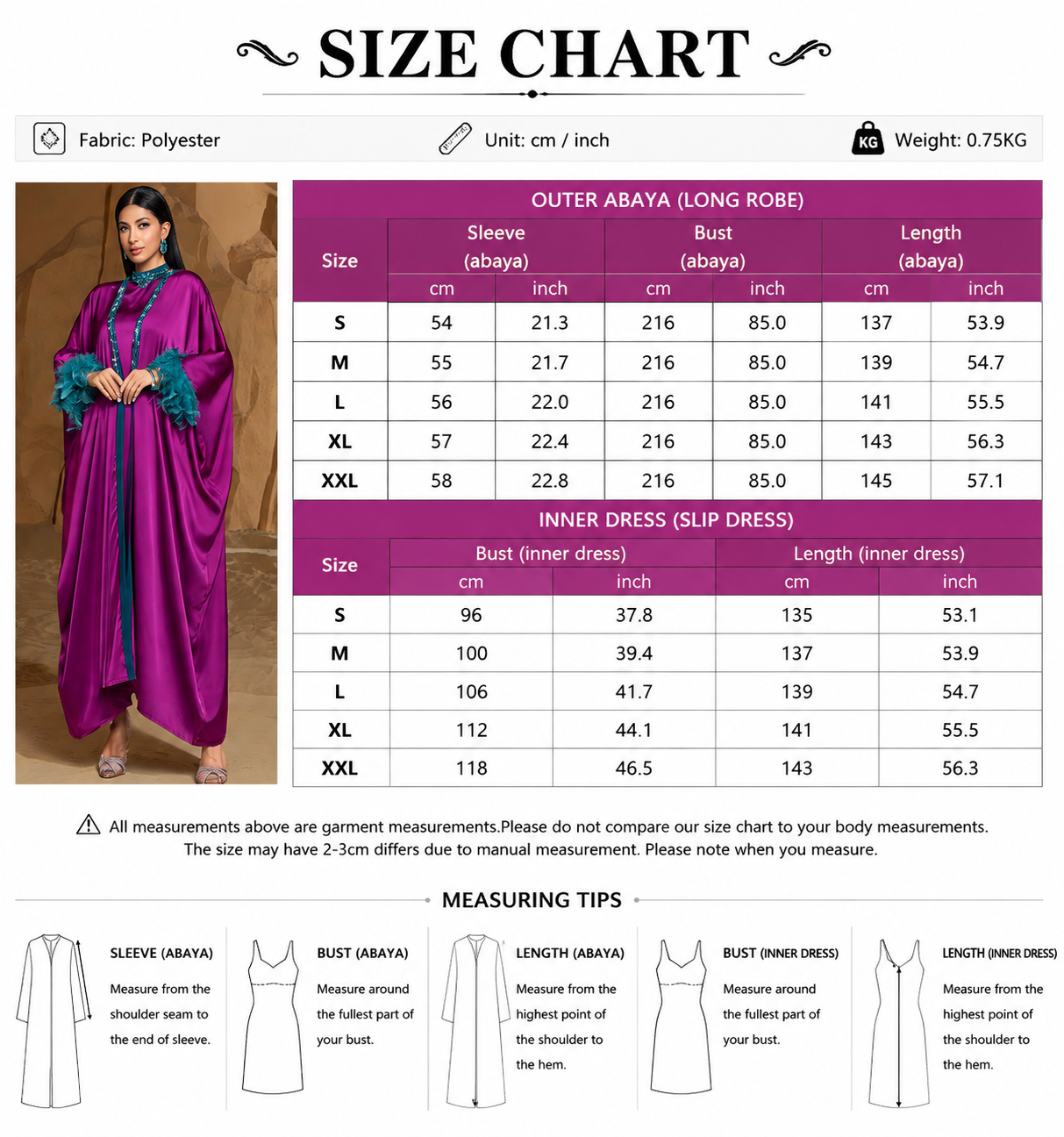 ست آستین پر لوکس ابایا با لباس داخلی Luxury Feather Sleeve Abaya Set with Inner Dress