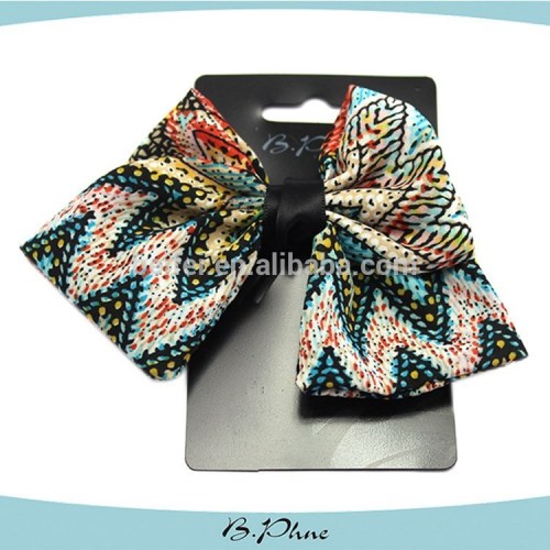 Unique Floral Print Big Bowknot Chiffon Clip In Curly Hair Extension