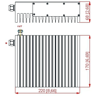 550-6000MHz N Male to N Female 100W RF Low Pim Attenuator