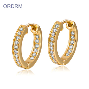 Mini Rhinestone Diamond Gold Hoop Earrings
