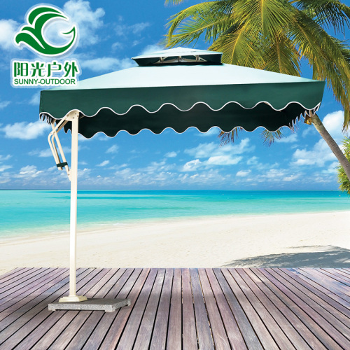 China Supplier Aluminum Alloy Frame Balinese Parasol With Marble Base