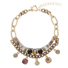 Multi strand beaded necklaces with diamond